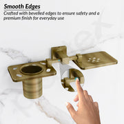 Plantex 304 Grade Stainless Steel 2in1 Soap Dish with Tooth Brush Holder/Soap Stand/Tumbler Holder/Bathroom Accessories - Wall Mount (Brass Antique)