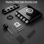 Plantex Stainless Steel Door Cylinder Lock/Main Door Deadbolt Lock Five Bullets/Door Lock Set with 4 Pin Cylindrical Keys - Pack of 1 (Penta, Black)