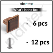 Plantex Knobs for Drawer | Kitchen Cabinet Knobs | Pulls Handles Knobs for Wardrobe & Kitchen | Square Drawer Pulls and Knobs - Pack of 6 (Rose Gold & Wood)