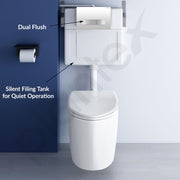 Plantex Polyethylene Wall Hung Commode for Toilet with Conceal Flush Tank/ Dual Flush/Soft Closing Seat- (White)