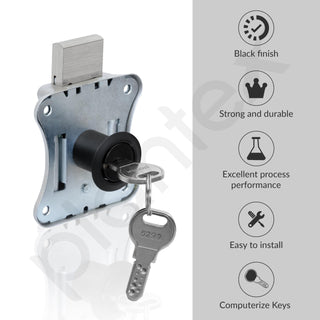 Plantex Drawer Lock/20mm Brass Lock for Cupboard/Multipurpose Cupboard Lock with Key for Home/Office - Pack of 2 (Black)