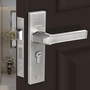 Plantex Heavy-Duty Door Lock/Main Door Lock Handle Set/Mortise Lock with 3 Keys, Brass Lock Body & Cylinder (Steel Satin & Chrome)