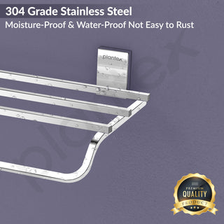 Plantex 304 Grade Stainless Steel Towel Rack/Holder/Towel Hanger for Bathroom/Bathroom Accessories, Crystal (Chrome - 24 inch)