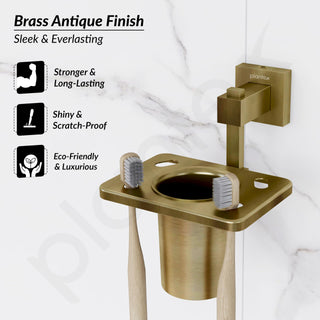 Plantex 304 Grade Stainless Steel Tooth Brush Holder/Tumbler Holder/Bathroom Accessories - Splash (Antique)