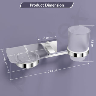 Plantex 304 Stainless Steel Soap and Brush Holder for Bathroom/Soap Dish/Tumbler Holder/Bathroom Accessories (Benz - Chrome)
