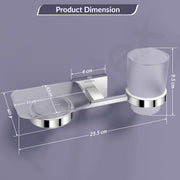 Plantex 304 Stainless Steel Soap and Brush Holder for Bathroom/Soap Dish/Tumbler Holder/Bathroom Accessories (Benz - Chrome)