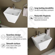Plantex Ceramic Wash Basin/Half Pedestal Washbasin for Bathroom with 10 Years Glaze Warranty by Plantex/Wall Hung Wash Basin for Office/Hotels (White - 18x 14 x 14 Inch)