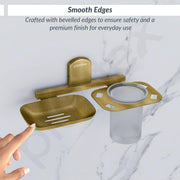 Plantex 304 Grade Stainless Steel 2in1 Soap Dish with Tumbler Holder/Soap Stand/Tooth Brush Holder/Bathroom Accessories - Parv (Brass Antique)