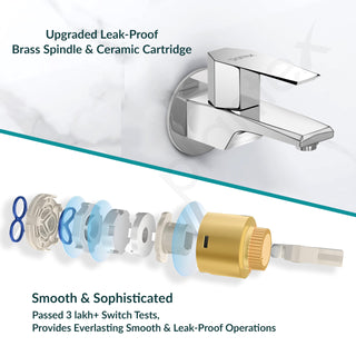 Plantex Bib Cock Water Tap for Bathroom with Water Saving Aerator/Wall Mount Tap for Wash Basin with Teflon Tape & Wall Flange, Chrome (Celesiya-1241)