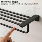 Plantex Towel Rack for Bathroom/Space Aluminium Towel Holder/24 Inch Towel Hanger/Bathroom Accessories - Pack of 1 (Black)