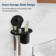 Plantex Royal Self Adhesive Stainless Steel Tooth Brush Holder/Tumbler Holder/Bathroom Accessories (Black, Powder Coated)