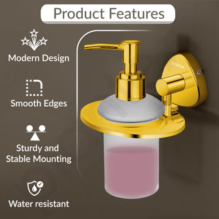 Plantex J4 Stainless Steel Liquid Soap Dispenser/Shampoo Dispenser for Wash Basin/Hand Wash Dispenser Wall Mounted/Bathroom Accessories (PVD Gold Finish) Angel