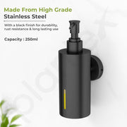 Plantex Liquid Soap Dispenser for Bathroom/Stainless Steel Shampoo Dispenser/Round Hand wash Dispense/Bathroom Accessories - Pack of 1 (Black)
