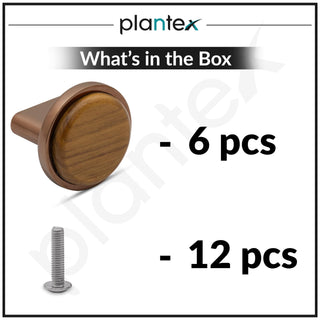 Plantex Knobs for Drawer/Round Drawer Knobs/Knobs for Cabinets/Pull-Push Knobs for Kitchen/Bedroom Drawer - Pack of 6 (Small, Rose Gold & Wood)