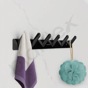 Plantex Wall Hooks for Hanging Cloth/Stainless Steel Towel Hangers/Bathroom Robe Hooks/Door Hangers/Square Wall Hook/Hook Rail for Hanging Keys - 6 Hooks (Pack of 2, PVD Black)
