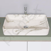 Plantex Wash Basin for Bathroom/Ceramic Tabletop WashBasin/Sink/Basin for Bathroom/Restaurant, Hotel (Marble Finish, 24 x 13 x 5 Inch)