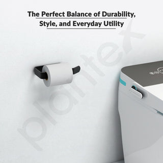 Plantex Space Aluminium Toilet Paper Roll Holder/Tissue Paper Holder/Toilet Tissue Paper Holder for Bathroom Accessories (Black)