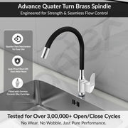 Plantex Pure Brass Flexible Tap for Kitchen Sink with Brass Wall Flange and Teflon Tape/360Â° Rotating Sink Tap for Kitchen Basin with Water Saving Aerator - (EPIC, 6325)