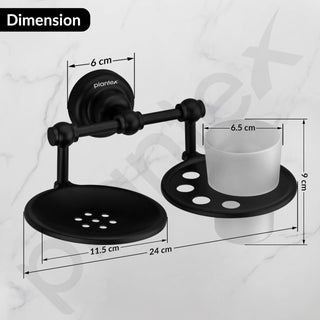 Plantex 304 Stainless Steel Skyllo Soap and Brush Holder Stand for Bathroom and Wash Basin (Black)