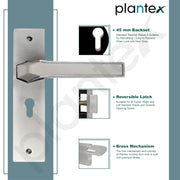 Plantex Heavy-Duty Door Lock/Main Door Lock Handle Set/Mortise Lock with 3 Keys, Brass Lock Body & Cylinder (Steel Satin & Chrome)