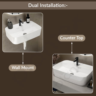 Plantex Ceramic Washbasin/Tabletop Wash Basin/Wash Basin for Bathroom/Home/Office/Hotels (White - 24 x 15.5 x 6 Inch)