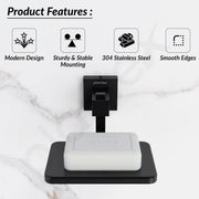 Plantex 304 Grade Stainless Steel Wall Mounted Soap Holder for Bathroom/Soap Stand/Soap Dish/Bathroom Accessories - Splash (Black)