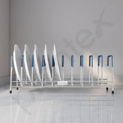 Plantex Stainless Steel Plate Organizer for kitchen/10 Slot Plate Stand for Kitchen Cabinet/Rubber-Gripped Dish Stand for Cabinet(Size-6inches, Slot- 10, Pack of 1)