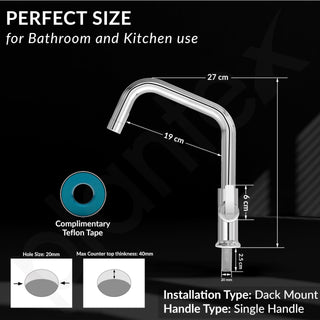 Plantex Pure Brass Sink Tap for Kitchen with 360° Swivel Spout/Kitchen Sink Tap with Water Saving Aerator-7 Year Warranty (BAL-513-Chrome)
