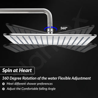 Plantex Stainless Steel Shower head for Bathroom 12 x 12 inch with Water Saving Techonology/Rain Flow Overhead Shower without Arm/Bathroom Showers - (Elegance-Chrome)