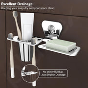 Plantex Stainless Steel 2in1 Soap Holder with Tumbler Holder/Bathroom Accessories - (Chrome)