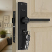 Plantex Stainless Steel Door Lock Handle Set/6-Lever Lock Mechanism with 3 Years of Warranty/Mortise Lock with 3 Keys, Brass Lock Body & Cylinder - (Z-Black)