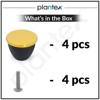 Plantex Knobs for Drawer/Drawer Knobs/Knobs for Cabinets/Pull-Push Knobs for Kitchen/Bedroom Drawer - Pack of 4 (Gold & Black)