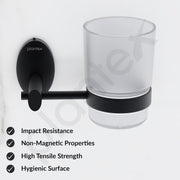Plantex 304 Grade Stainless Steel Tumbler Holder/Tooth Brush Holder/Bathroom Accessories - Oreva (Black)