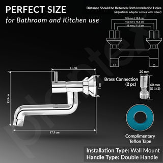 Plantex Pure Brass ICO-916 Non Telephonic Wall Mixer with Water Saving Technology Tap/Mixer Tap for Bathroom with Brass Wall Flange and Teflon Tape-7 Year Warranty (Mirror Chrome)