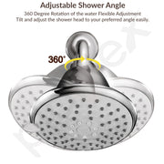 Plantex 4 Inch ABS Shower Head for Bathroom/3-Mode Round Head Shower for Bathroom/High Pressure Overhead Shower - (Chrome)