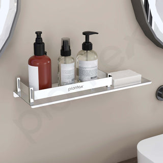 Plantex Bathroom Shelf/Bathroom Organizer/2 in1 Multipurpose Shelf with Soap Dish/Holder/Bathrooms Accessories Set/Kitchen Racks and Shelves (15x5 Inches) – Pack of 4