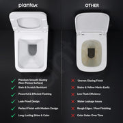 Plantex Wall Mounted Commode/Imported Italica Ceramic Rimless Square Washdown Western Toilet/P Trap Commode with Soft Close Seat Cover (Glossy White)