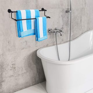 Plantex Stainless Steel Dual Towel Rod/Towel Rack for Bathroom/Towel Bar/Hanger/Stand/Bathroom Accessories (24 Inch - Black)