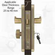 Plantex Heavy-Duty Door Lock/Door Handle Set with 3 Years of Warranty/Mortise Lock with 3 Keys, Brass Lockbody & Cylinder (8136 - Brass Antique)