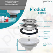 Plantex Guranteed 304 Grade Stainless Steel Kitchen Sink/Stainless Steel Kitchen Sink with 7 Years of Warranty by Plantex/Single Bowl Sink with All Fittings & Drain Rack (Silver Matt-24x18 Inches)