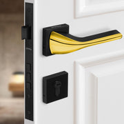 Plantex Heavy Duty Door Lock/Main Door Mortise Lock Handle/Handle Set for Home/Office - Door Accessories- (APS-PT-009- Black - Gold)
