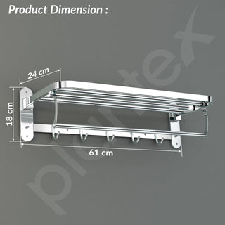 Plantex 304 Grade Stainless Steel Towel Rack in Bathroom/Towel Holder in Bathroom/Cloth Hanger for Bathroom Wall/Bathroom Accessories (24 Inch) Chrome