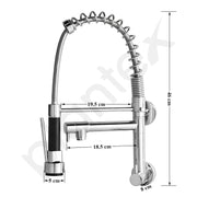 Plantex Brass Sink Tap for Kitchen | 360Ãƒâ€šÃ‚Â° Swivel Spout Kitchen Faucet with Double Handle | Spring Pull Out Tap for Kitchen Sink (Chrome & Black)