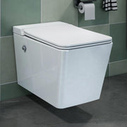 Plantex Ceramic Wall Mount Western Commode/Rimless Western Toilet with Soft Closing Toilet Seat/Rectangular Tankless Commode/Smart Flush Wall Hung Toilet - P Trap Outlet (White)