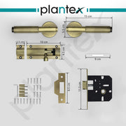 Plantex Heavy Duty Door Lock – Bathroom Door Lock/Mortise Keyless Handle Set for Home/Bathroom/Store Room/Balcony/Office with Baby Latch (603 - Brass Antique)