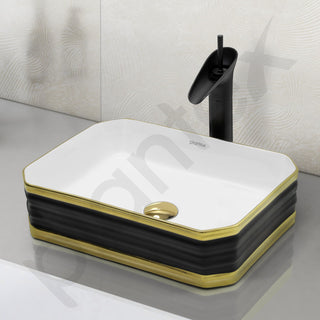 Plantex Table Top Wash Basin For Bathroom/Designer Ceramic Basin/Countertop Vessel Sink Basin - Indo-European Collection (18 x 13 x 5 Inch)