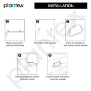 Plantex Drawer Kadi/3 Inch Chest Handle for Drawer/Rectangular Cabinet Kadi/Pull-Push Kadi for Home/Office Drawer - Pack of 3 (DTK-296, Black)