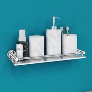 Plantex Stainless Steel Bathroom Shelf for Wall/Bathroom Organizer with Drill/Washroom Accessories/Wall Shelf for Kitchen Storage (16x5 inches, Chrome)