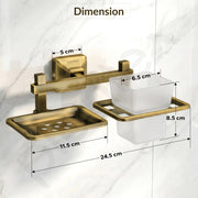 Plantex 304 Grade Stainless Steel Soap and ABS Material Brush Holder Stand for Bathroom and Wash Basin/Bathroom Accessories - Squaro (Antique)