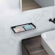 Plantex Stainless Steel and Frosted Glass Double Soap Holder for Bathroom/ Dual Soap Case/Soap Stand/Bathroom Accessories -(Black)